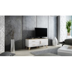 Cama RTV stand LOTTA 120cm white + sonoma oak