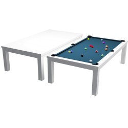 Pool Table / Dining Table, Rasson Penelope II, Shining White incl. table cover, 8 ft., Simonis 860 electric blue