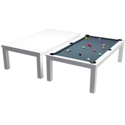 Pool Table / Dining Table, Rasson Penelope II, Shining White incl. table cover, 8 ft., Simonis 860 powder blue