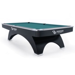 Billiard Table, Pool, Rasson Ox, 9 ft., Black, EPBF pocket size, Simonis 860 blue green