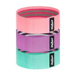 Kangast treeningrihmade komplekt - Mini Band M, 27-55 kg, 3 riidest rihma, REBEL ACTIVE