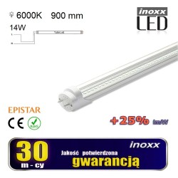 LED luminofoorlampide 90cm 14w t8 6000k g13 külm läbipaistev ühepoolne toru