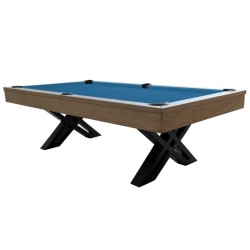 Billiard Table, Pool, X-con, 8 ft., Grey Oak, Club Cloth electric blue