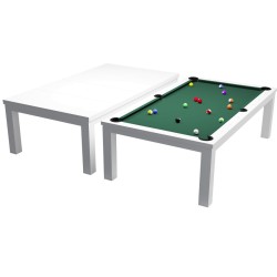 Pool Table / Dining Table, Rasson Penelope II, Shining White incl. table cover, 8 ft., Simonis 860 yellow green