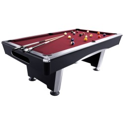 Billiard Table Dynamic Triumph, black, Pool, 8 ft., Simonis 760 burgundy