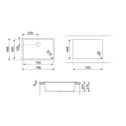 Valamu Smeg Quadra, 76 cm,...