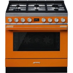 Gaasipliit Smeg, Portofino, 6 x gaas, elektriahi, 90 cm, pürolüüs, oranž