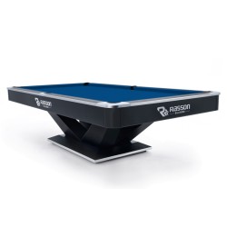 Billiard Table, Pool, Rasson Victory II Plus, Black, 8 ft., Simonis 760 royal blue