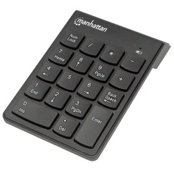 Manhattan Numeric Keypad, Wireless (2.4GHz), USB-A Micro Receiver, 18 Full Size Keys, Black, Membrane Key Switches, Auto Power M