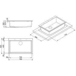 Valamu Smeg, 79 cm, RIGAE®,...