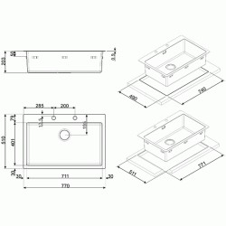 Valamu Smeg, Mira, 77 cm,...