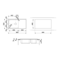 Valamu Smeg Alba, 86 cm,...