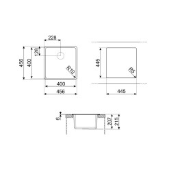 Valamu Smeg Quadra, 45 cm,...