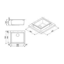 Valamu Smeg, 57 cm, RIGAE®,...