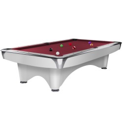 Billiard Table Dynamic III, shining white, Pool, 8 ft., Simonis 760 burgundy