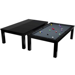 Pool Table / Dining Table, Penelope II, Shining Black, incl. table cover, 7 ft., Simonis 860 shark grey