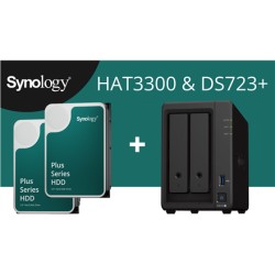 Synology DS723+ (2x4TB Bundle) 2-bay/AMD Ryzen R1600/2-core 2.6 (base)/3.1 (turbo) GHz/2GB DDR4/2 x 3.5"xHot swap/2x1GbE/1xUSB3.