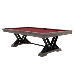 Pool Table / Dining Table, Rasson Vienna, 8 ft., Silver Mist, Simonis 860 burgundy