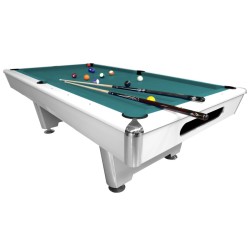 Billiard Table Dynamic Triumph, matt white, Pool, 7 ft., Simonis 760 blue green