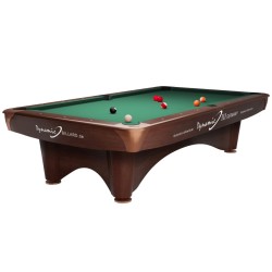 Billiard Table (Pool) Dynamic III, 9 ft., Brown, Second Hand, Simonis 760 yellow green