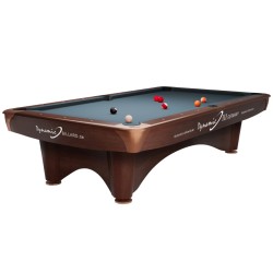 Billiard Table (Pool) Dynamic III, 9 ft., Brown, Second Hand, Simonis 760 powder blue