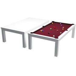 Pool Table / Dining Table, Rasson Penelope II, Shining White incl. table cover, 7 ft., Simonis 860 burgundy