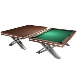 Pool Table / Dining Table, Pierce, 8 ft., Walnut, Club Cloth yellow green