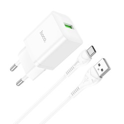 Laadija Hoco N26 USB-A Quick Charge 3.0 18W + Type-C valge