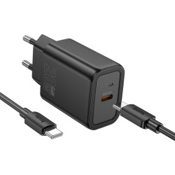 Laadija Hoco N60 20W GaN USB-C + USB-C to USB-C cable 1.0m must