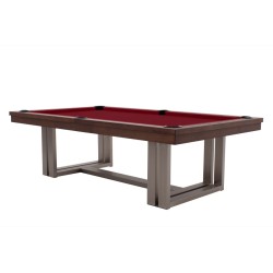 Pool Table / Dining Table, Rasson Trillium, 8 ft., Walnut, Simonis 860 burgundy