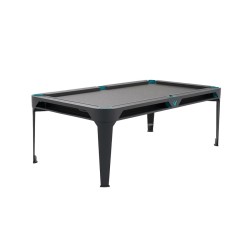 Billiard Table, Pool,Cornilleau Hyphen Outdoor, 7 ft., black, Cloth: Light Grey, Pockets: Sea green