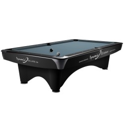 Billiard Table (Pool) Dynamic III, 9 ft., Matt Black, Second Hand, 8 ft., Simonis 760 powder blue