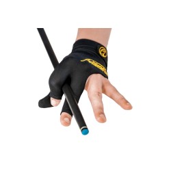 Billiard Glove, Predator Second Skin, 3-Finger, black-yellow, closed thumb, to wear on left hand, S&M