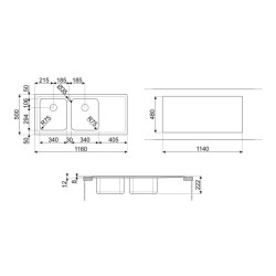 Valamu Smeg, 116 cm, pealt...