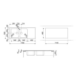 Valamu Smeg, 116 cm, pealt...