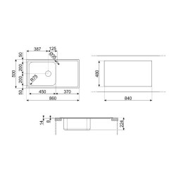 Valamu Smeg Alba, 86 cm,...
