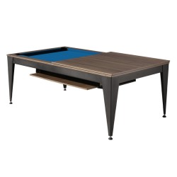 Pool Table / Dining Table, Vancouver III, 7 ft., black/brown, blue cloth