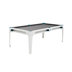 Billiard Table, Pool,Cornilleau Hyphen Outdoor, 7 ft., white, Cloth: Light Grey, Pockets: Sea green