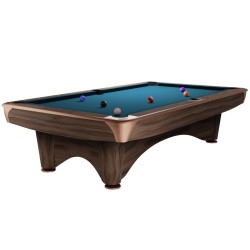 Billiard Table, Pool, Dynamic III, Modern Brown, 9 ft., Simonis 760 electric blue