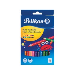 Colored pencils triangular 4mm lead assorted colors, 12 pieces cardboard case