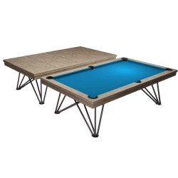 Pool Table / Dining Table, Dauphine, Silver Mist Oak, 7 ft., Simonis 760 tournament blue