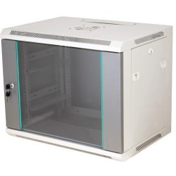 Q-LANTEC 19" 15U wall-mounted rack 600x450, glass door, grey