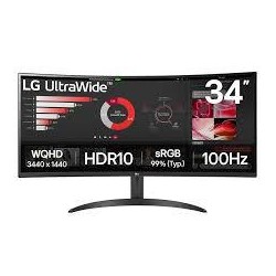 LCD Monitor|LG|34"|Curved/21 : 9|Panel VA|3440x1440|21:9|100 Hz|5 ms|Tilt|34WR50QK-B
