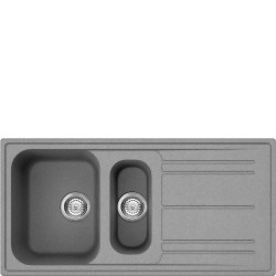 Valamu Smeg, 100 cm, RIGAE, pealt paigaldatav, käsitsi, graniit, hõbehall