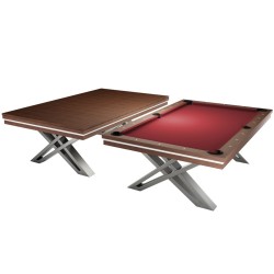 Pool Table / Dining Table, Pierce, 8 ft., Walnut, Simonis 760 red