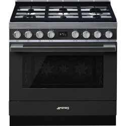 Gaasipliit Smeg, Portofino, 6 x gaas, elektriahi, 90 cm, pürolüüs, antratsiit