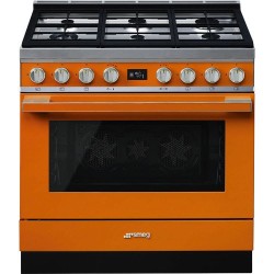 Gaasipliit Smeg, Portofino, 6 x gaas, elektriahi, 90 cm, pürolüüs, oranž