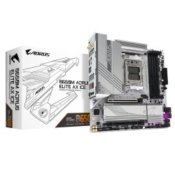 GIGABYTE B650M AORUS ELITE AX ICE Motherboard - AMD Ryzen 9000 Series CPUs, 12+2+2 Phases VRM, up to 8000MHz DDR5 (OC), 1xPCIe 5