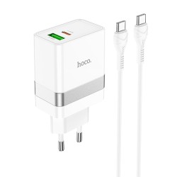 Laadija Hoco N21 USB-A/Type-C PD30W+QC3.0 + Type-C valge
