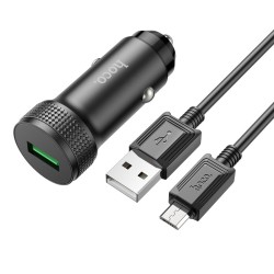 Autolaadija Hoco Z49A QC3.0 18W + MicroUSB must